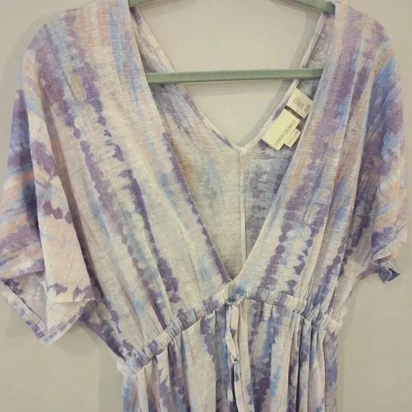 Cynthia Rowley Tie-Dye Linen V-Neck Swim Cover-up S – Pastel Shades - Picture 2 of 7